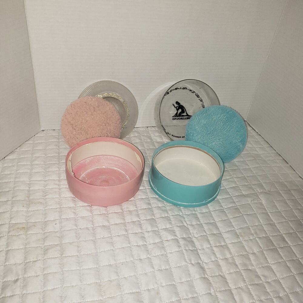 Spellbound and April Showers 2 Plastic Empty Dusting Powder Boxes